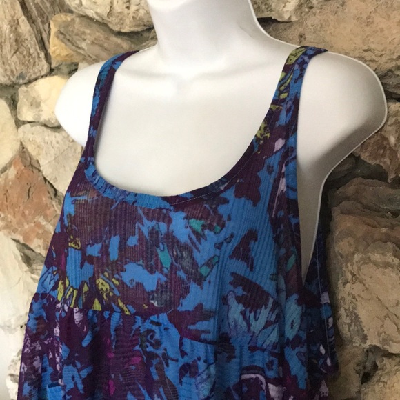 FREE PEOPLE TANK TOP HI-LO HEM Royal blue / Purple Size S - Picture 4 of 16
